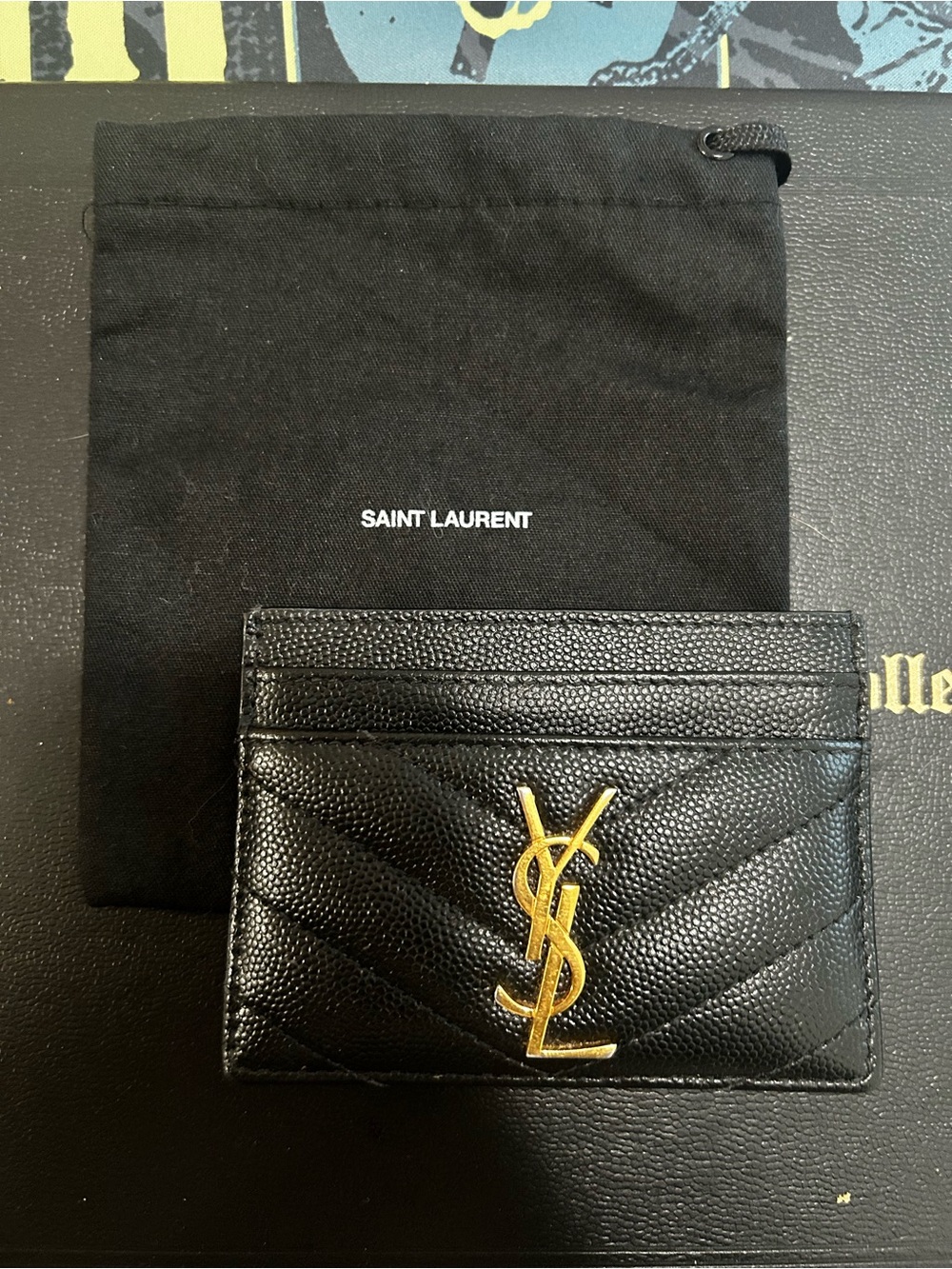 Saint Laurent Black Leather Cardholder